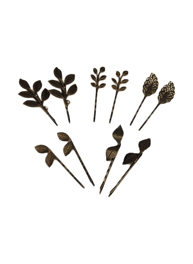 مشبك شعر بتصميم غصن الزيتون من 10 قطع أسود