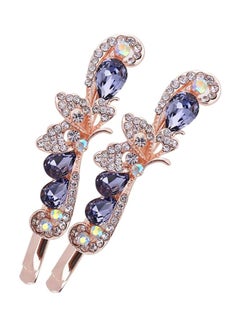 2-Piece Rhinestone Studded Hair Pin Set Purple/Gold/Clear - v1556342531/N24329324A_1