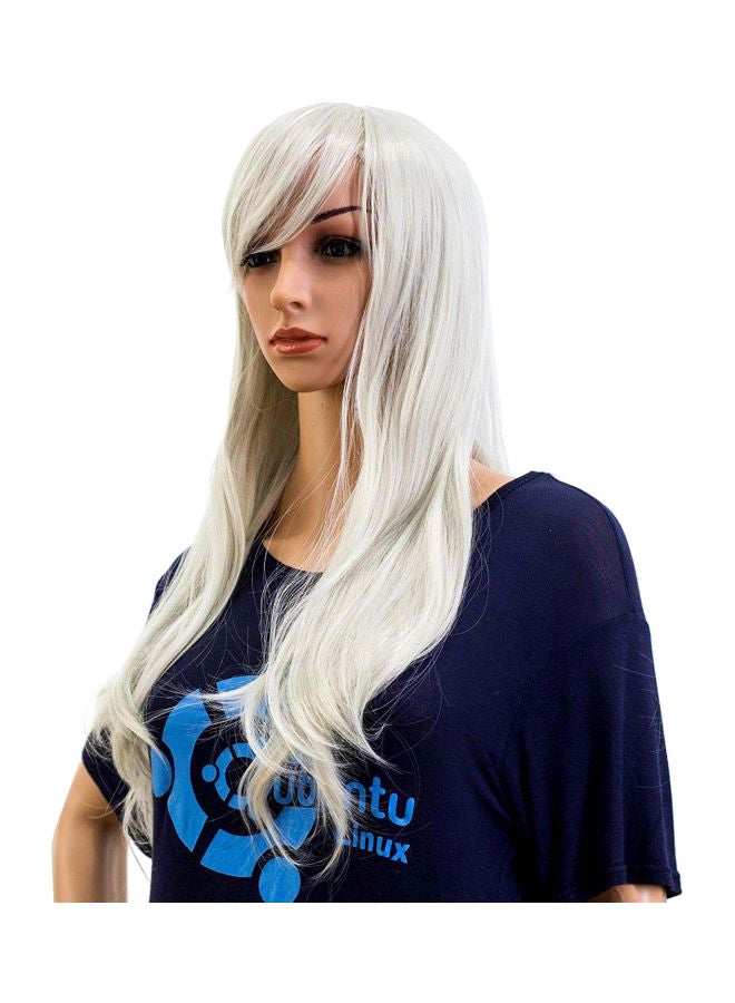 SWACC Wave Curly Synthetic Hair Wig Silvery White 26inch