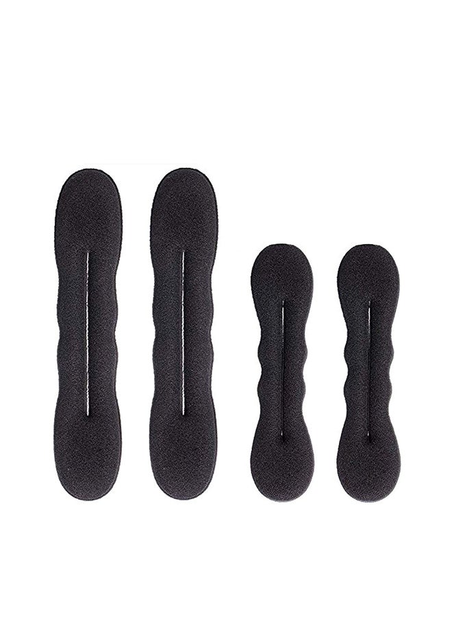 4-Piece Foam Sponge Bun Maker Set Black
