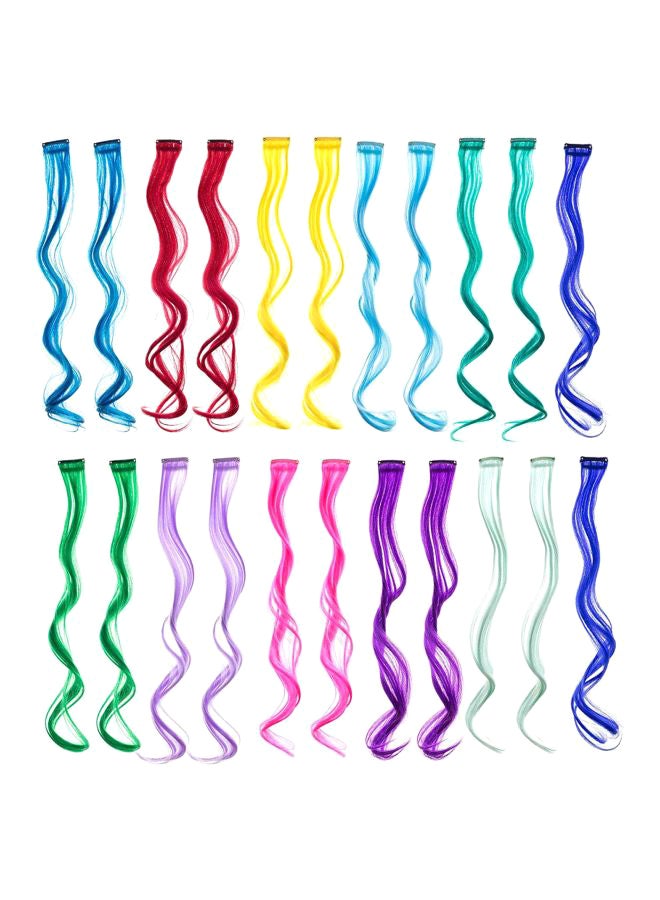 SWACC 22-Piece Clip On Hair Extension Set Yellow/Blue/Green