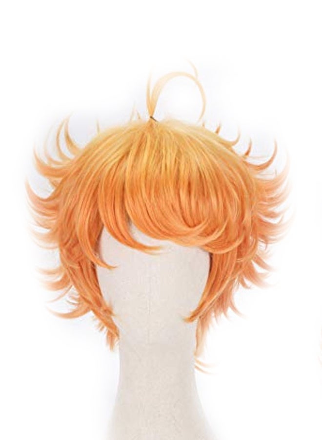 شينج وانج كوين شعر مستعار مموج ومجعد وقصير مناسب لشخصيات الأنمي برتقالي