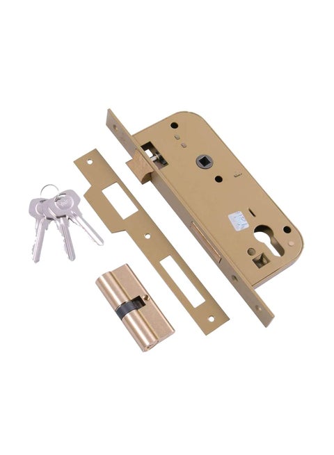 Cylinder Mortice Lock With Nickel Keys Gold