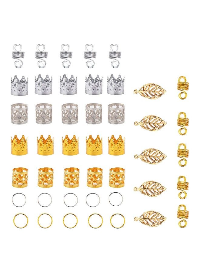 200-Piece Aluminum Hair Coil Dreadlocks And Hair Crown Braids Accessory Set Gold/Silver