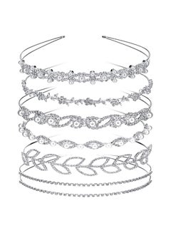 Tatuo 6-Piece Rhinestone Studded Headband Silver/White/Clear 
