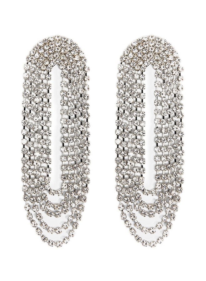 FOREVER 21 Rhinestone Studded Layered Drop Earrings  - Image 1