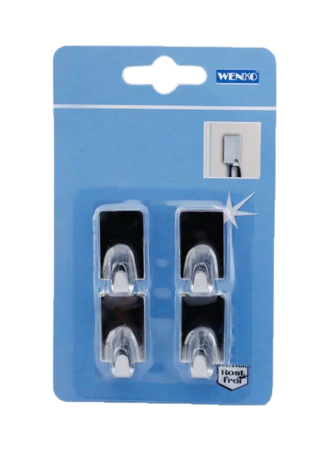 Wenko 4-Piece Rectangular Hook Silver