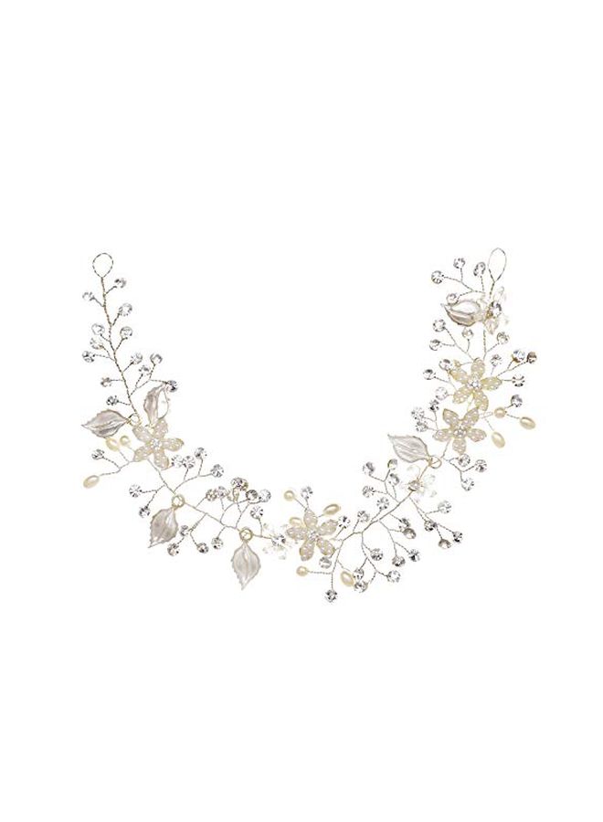 SWEETV Crystal And Pearl Studded Wedding Headband 