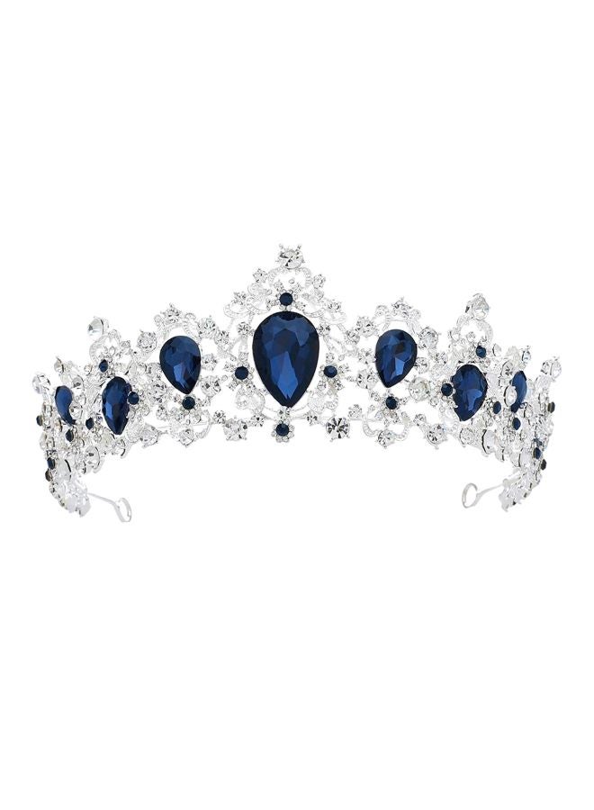 SWEETV - Sapphire And Cubic Zirconia Studded Wedding Crown - Image 1