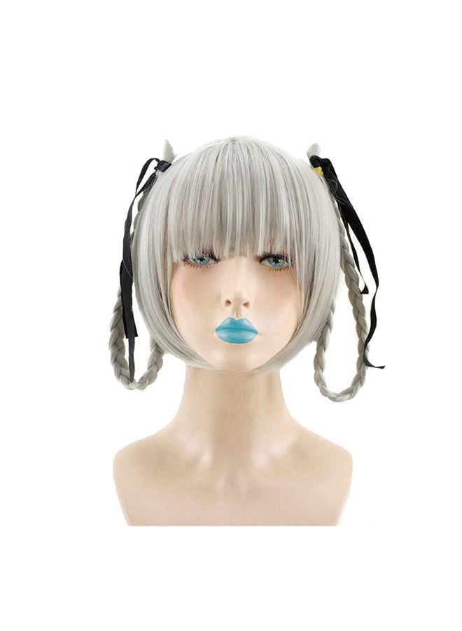 شينج وانج كوين شعر مستعار قصير مستوحى من شخصية الأنيمي كيراري موموبامي فضي 35سم