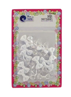 TARA 20-Piece Bow Hair Barrettes Set White/Clear 
