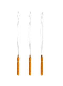 3-Piece Threading Tool Loop Needle Set Silver/Brown