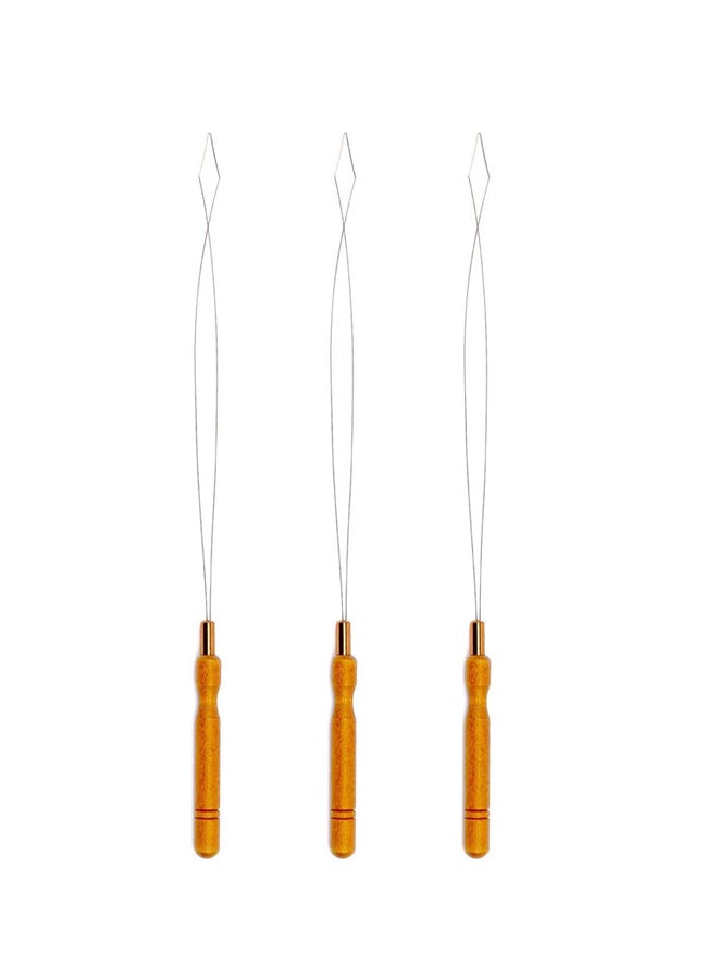 The Hair Shop - 3-Piece Threading Tool Loop Needle Set Silver/Brown - Image 1