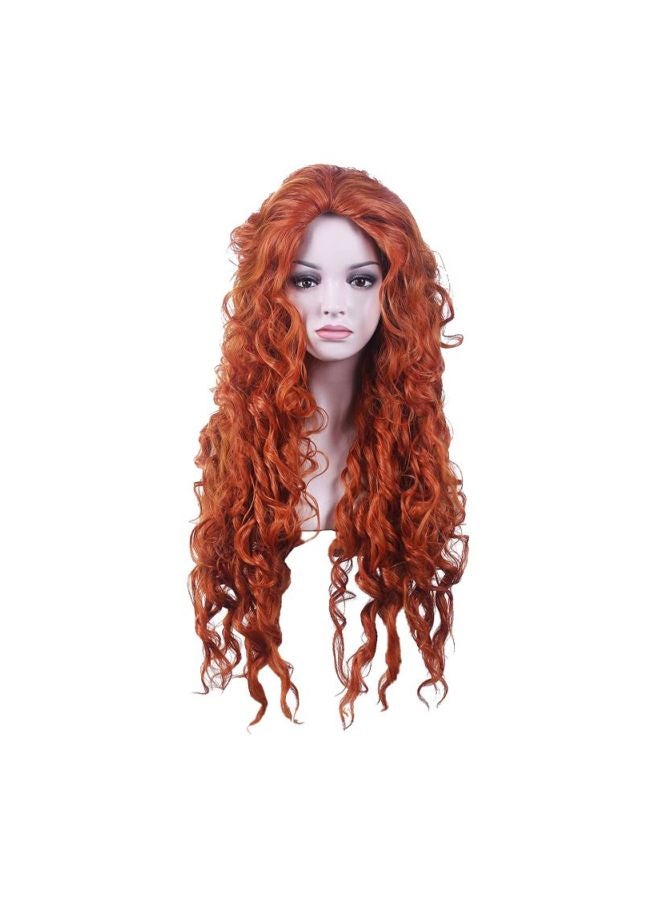 يليس طقم شعر مستعار مجعد لأزياء الهالوين برتقالي 30بوصة