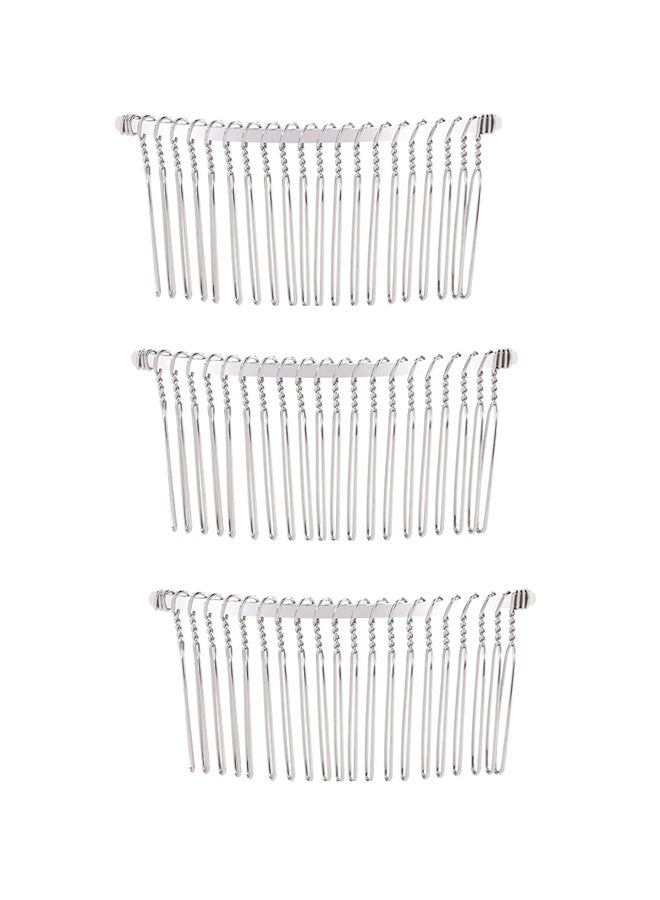 Tinksky 3-Piece Bridal Veil Comb Set Silver