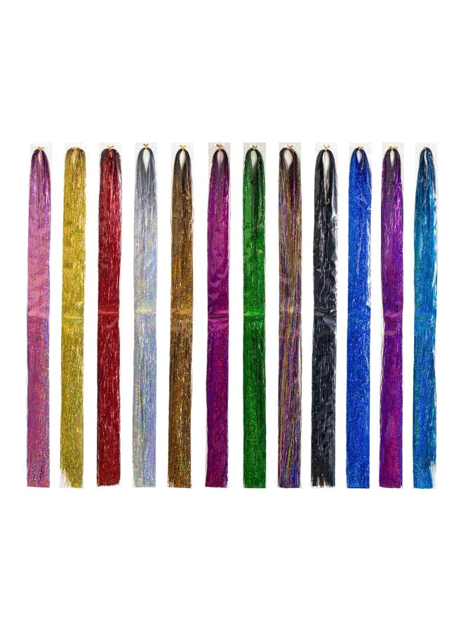 SWACC 12-Piece Glitter Hair Extension Set Multicolour 48inch