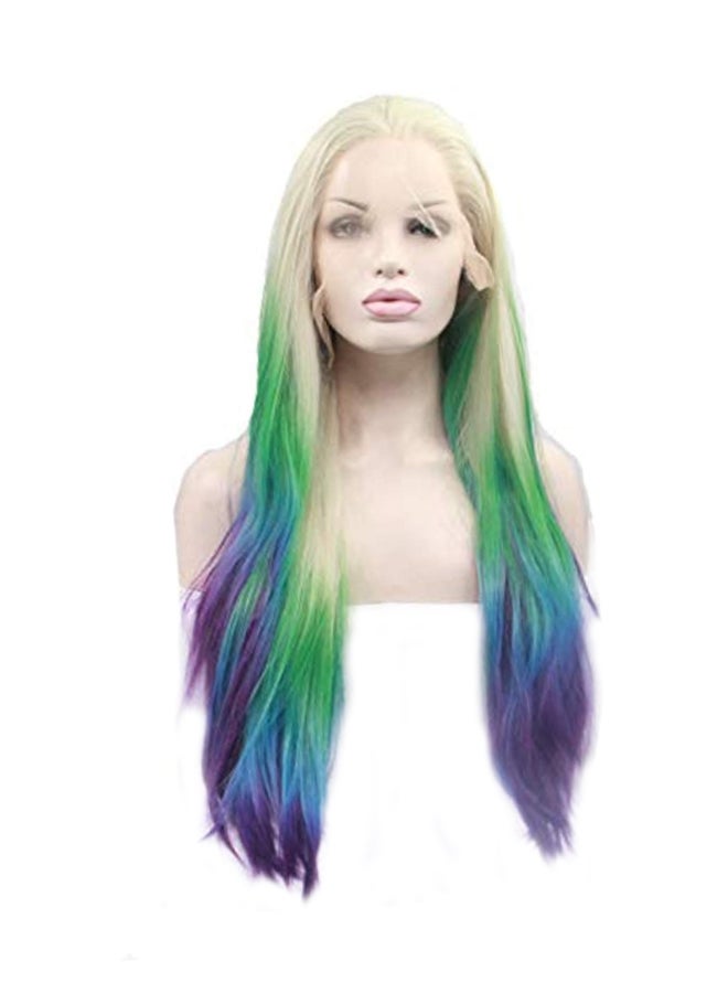 Ombre Synthetic Lace Front Wigs Blonde/Green/Blue 24inch - v1556344231/N24329294A_1