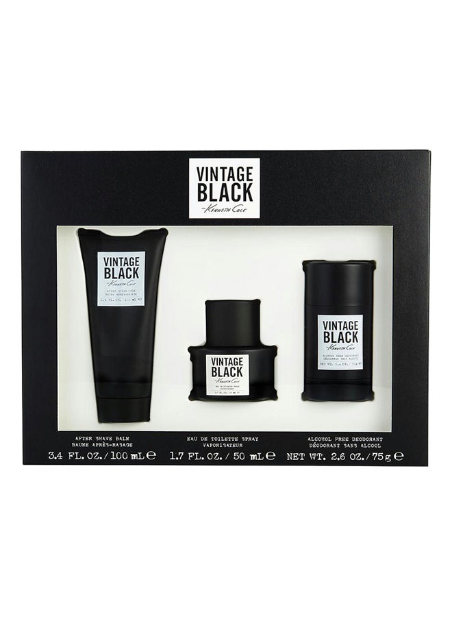 Kenneth Cole 3-Piece Vintage Black Gift Set (1x EDT Spray 50ml, 1x After Shave Balm 100ml, 1x Alcohol Free Deodorant 75g) 