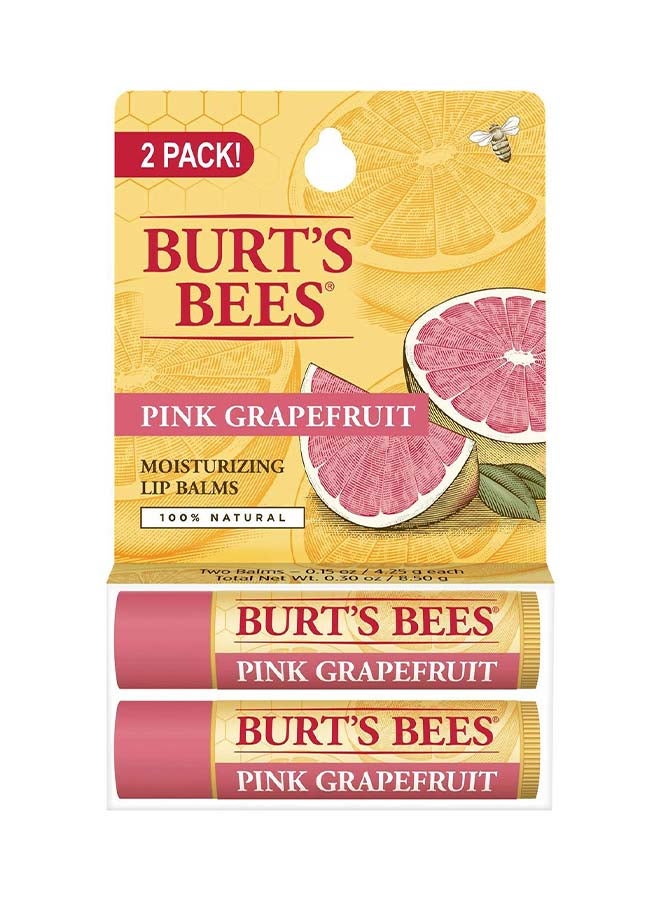 Burt's Bees 2-Piece Pink Grapefruit Moisturizing Lip Balm Set White - Image 1