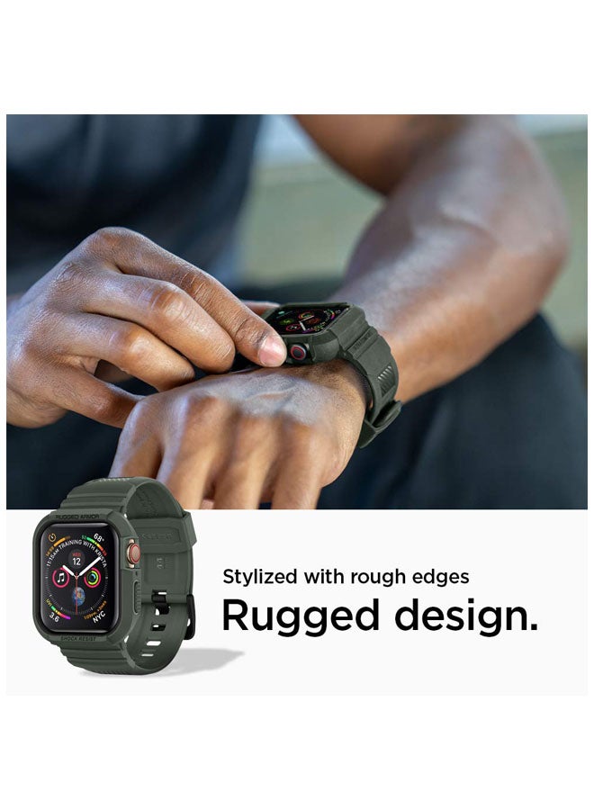 Spigen - Apple Watch 44mm Series 4/5/SE/6 Rugged Armor PRO Cover/Case With Band Military Green - Image 1