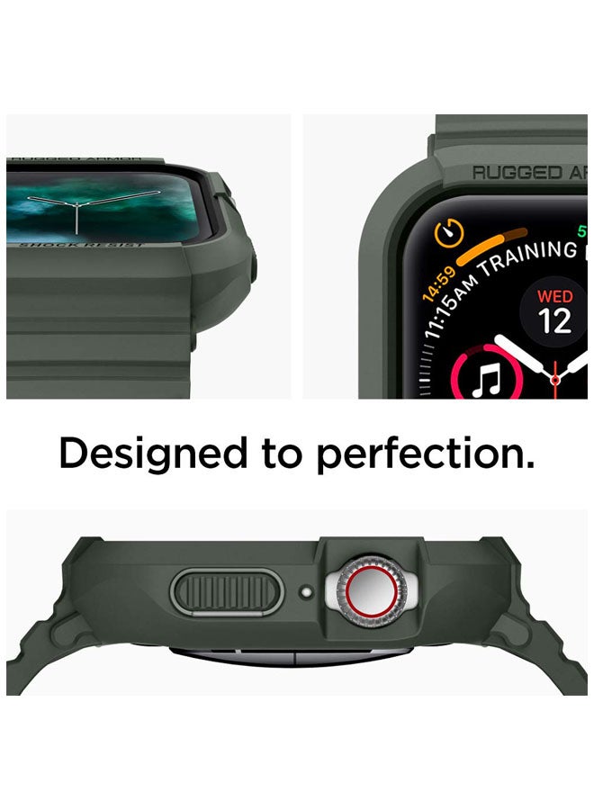 Spigen - Apple Watch 44mm Series 4/5/SE/6 Rugged Armor PRO Cover/Case With Band Military Green - Image 1