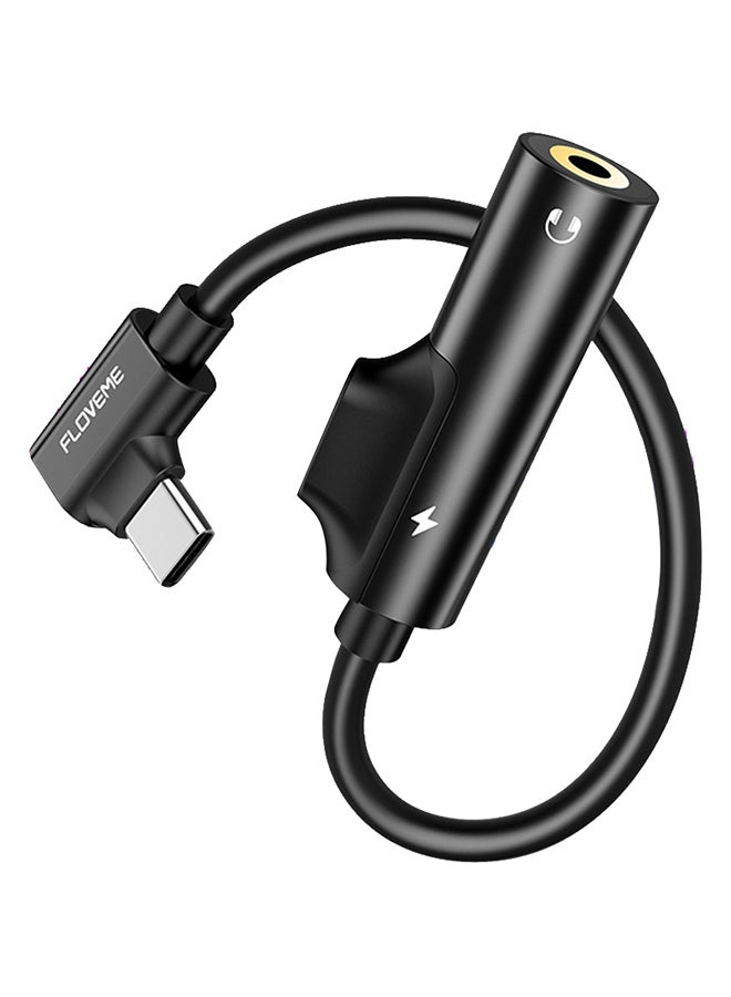 FLOVEME - 2-In-1 Type C To Headphone Adapter Black - Image 1