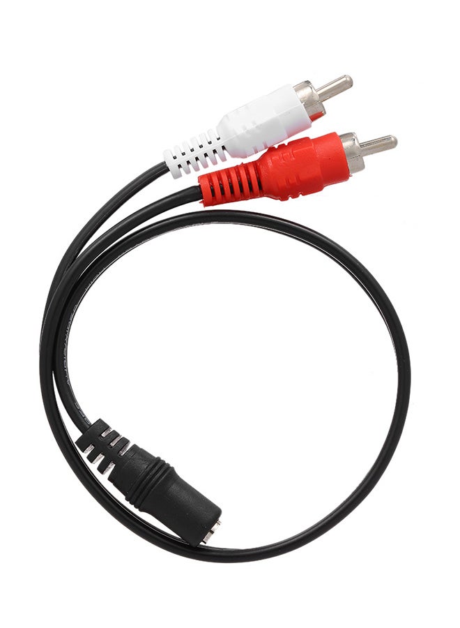 3.5mm Female To 2 RCA Male Stereo Adapter Black 