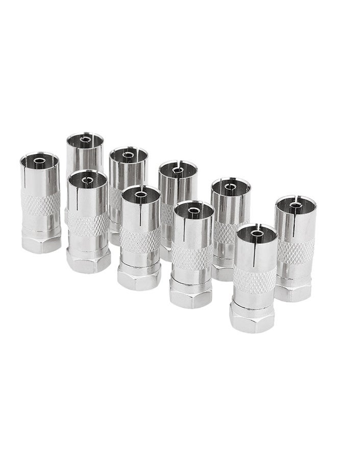 10-Piece Female Socket To F Male Connector Set Silver