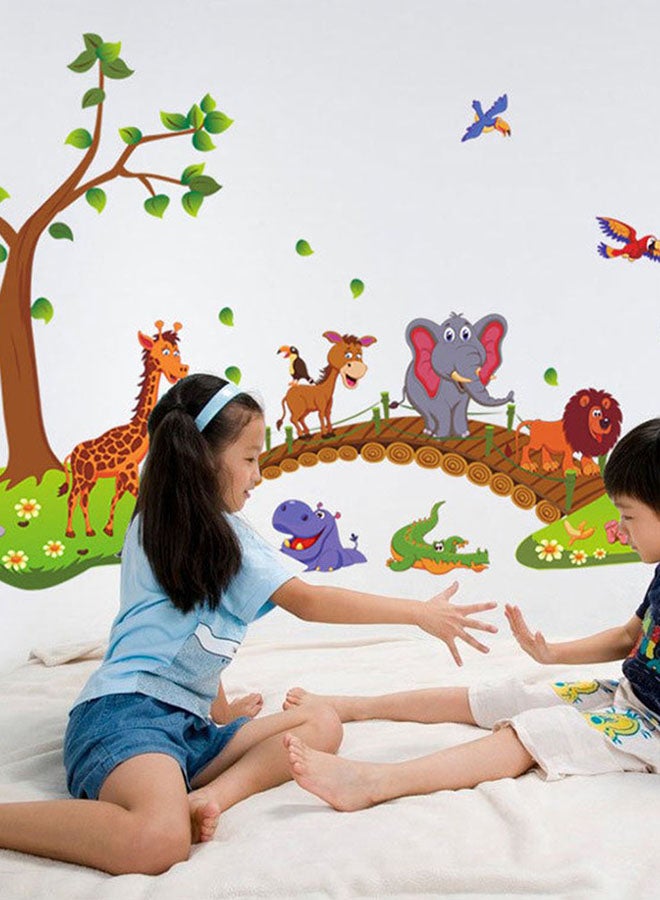 Generic - Kawaii Big Jungle Animals Bridge PVC Wall Stickers Kids Bedroom Wallpaper Multicolour - Image 1