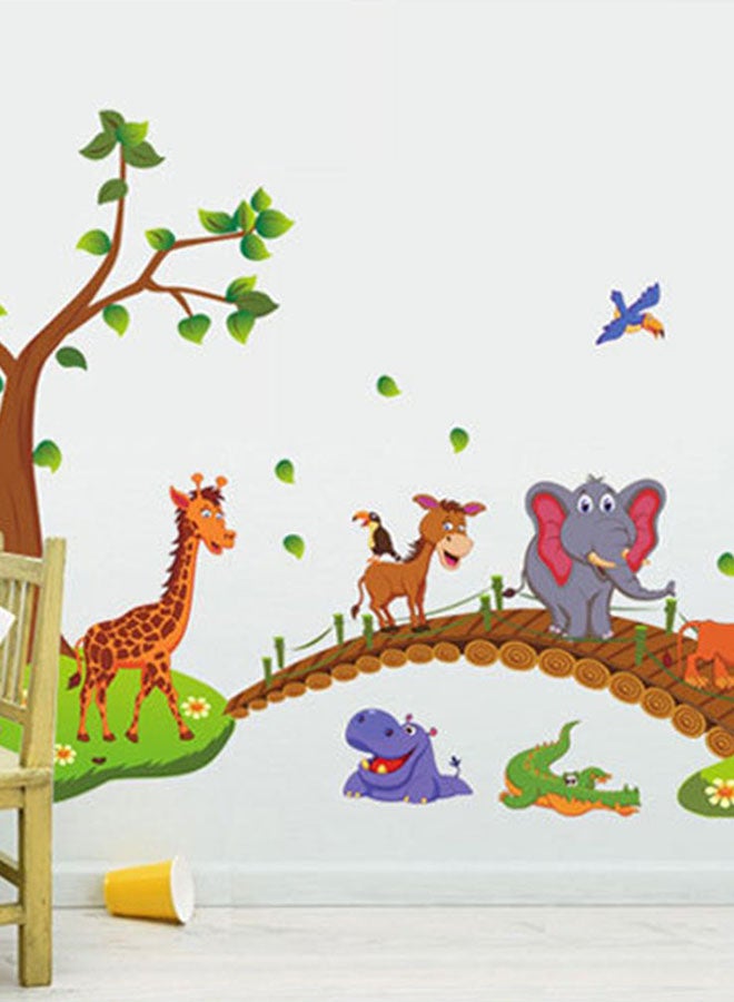 Generic - Kawaii Big Jungle Animals Bridge PVC Wall Stickers Kids Bedroom Wallpaper Multicolour - Image 1
