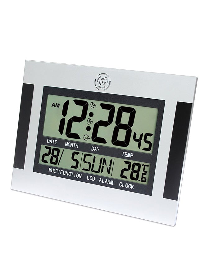 Digital Desk Wall Alarm Clock with Thermometer & Calendar LCD Large Screen White/Black - Image 1