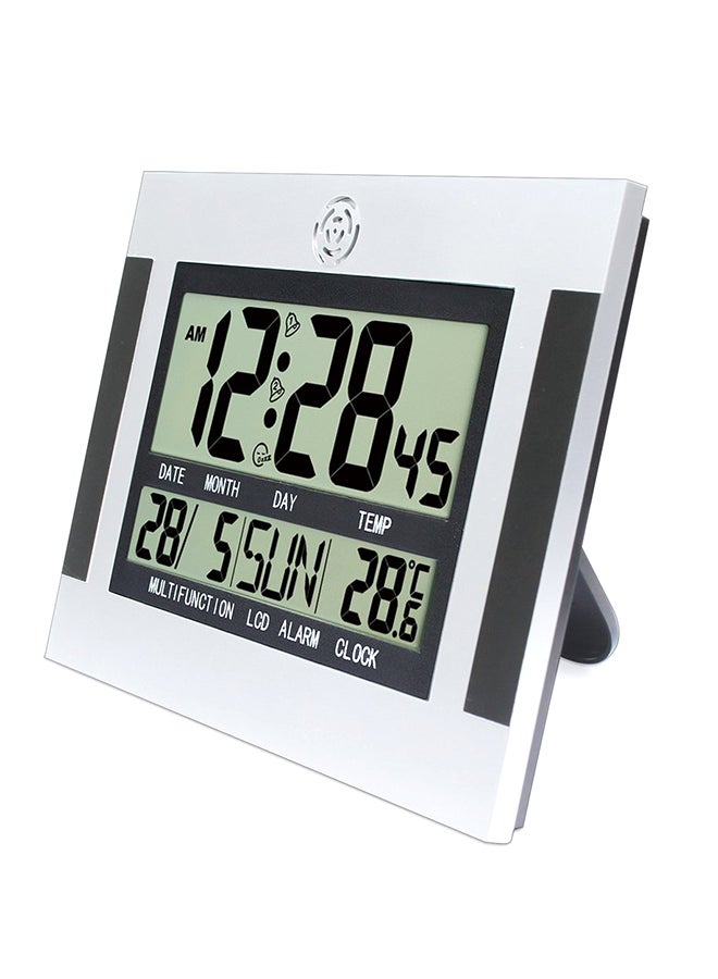 Digital Desk Wall Alarm Clock with Thermometer & Calendar LCD Large Screen White/Black - Image 2