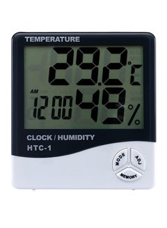 Generic HTC-1 Alarm Clock Indoor Digital Temperature Humidity Meter Weather Station Black/White  - Image 1