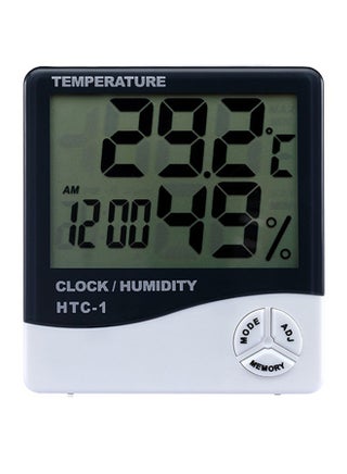 HTC-1 Alarm Clock Indoor Digital Temperature Humidity Meter Weather Station Black/White - v1556420687/N24442079A_1