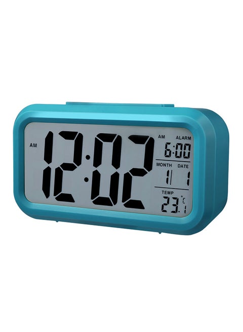 LED Digital Electronic Alarm Clock Backlight Time With Calendar + Thermometer Blue