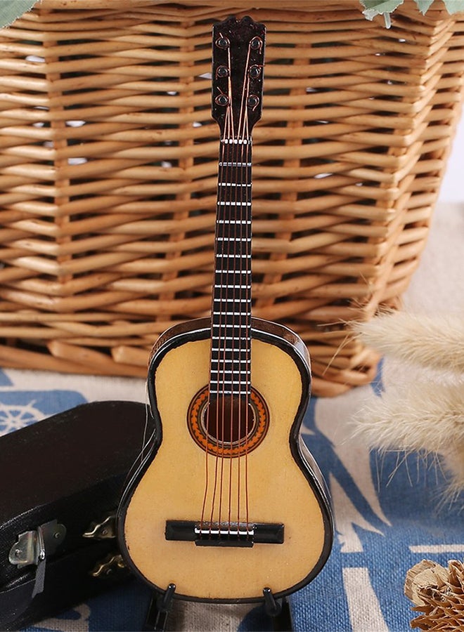 MG-245 Mini Musical Ornaments Wooden Craft Miniature Guitar for Home Decor Beige/Brown  - Image 4