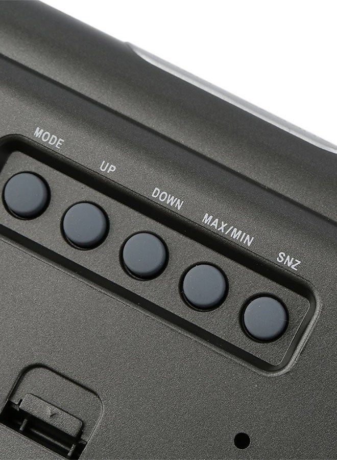 شاشة LCD رقمية تظهر حالة الطقس والتقويم ومزودة بمنبه أسود/فضي - Image 3
