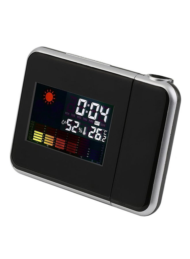 شاشة LCD رقمية تظهر حالة الطقس والتقويم ومزودة بمنبه أسود/فضي - Image 1