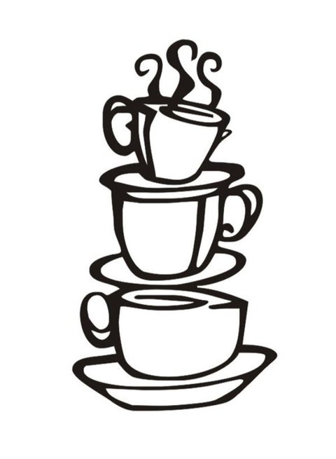 Fashion Removable DIY Kitchen Decor Coffee House Cup Decals Vinyl Wall Sticker Black