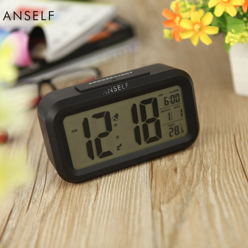 Generic - Anself LED Digital Alarm Clock Black - Image 1