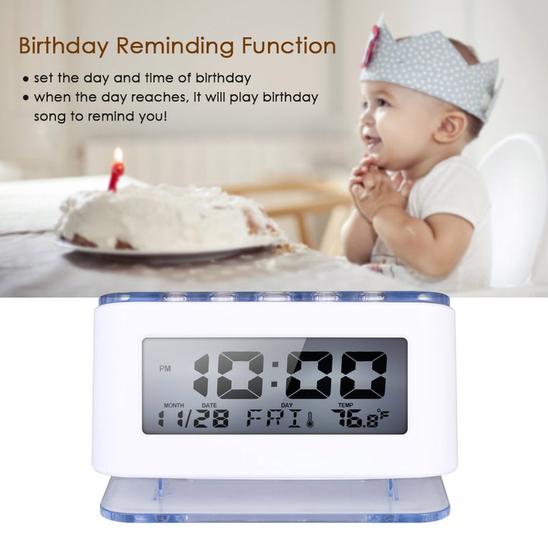 Digital LED Backlight Countdown Timer Alarm Clock White