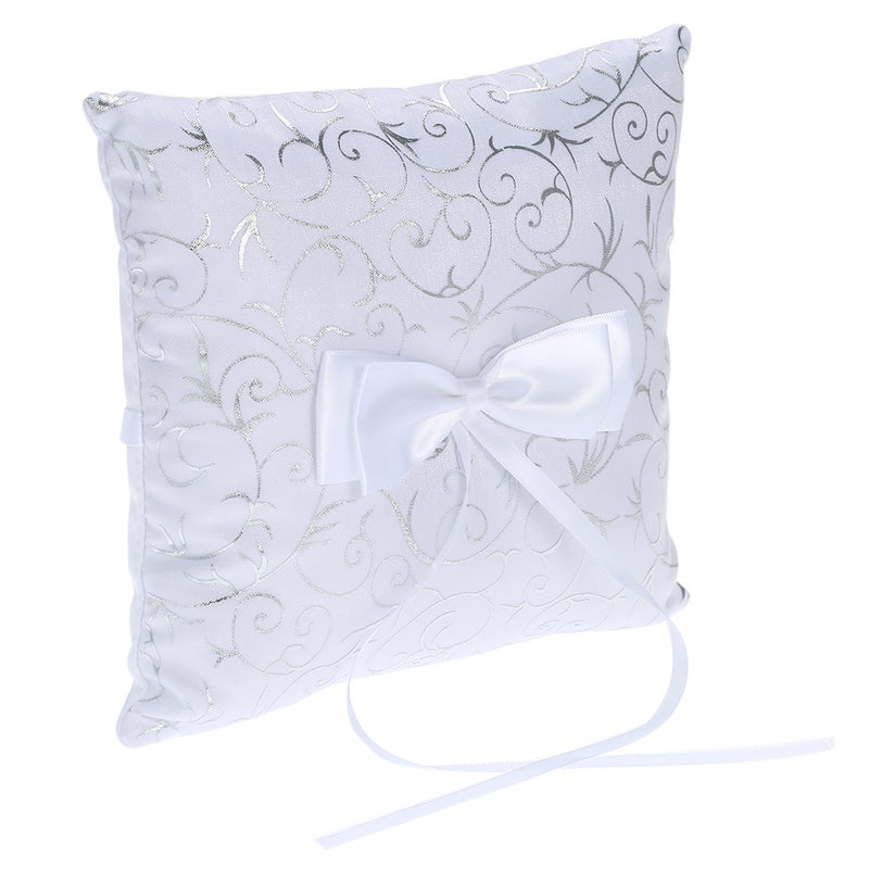 Satin Ring Bearer Pillow And Flower Basket Set White  - Image 4