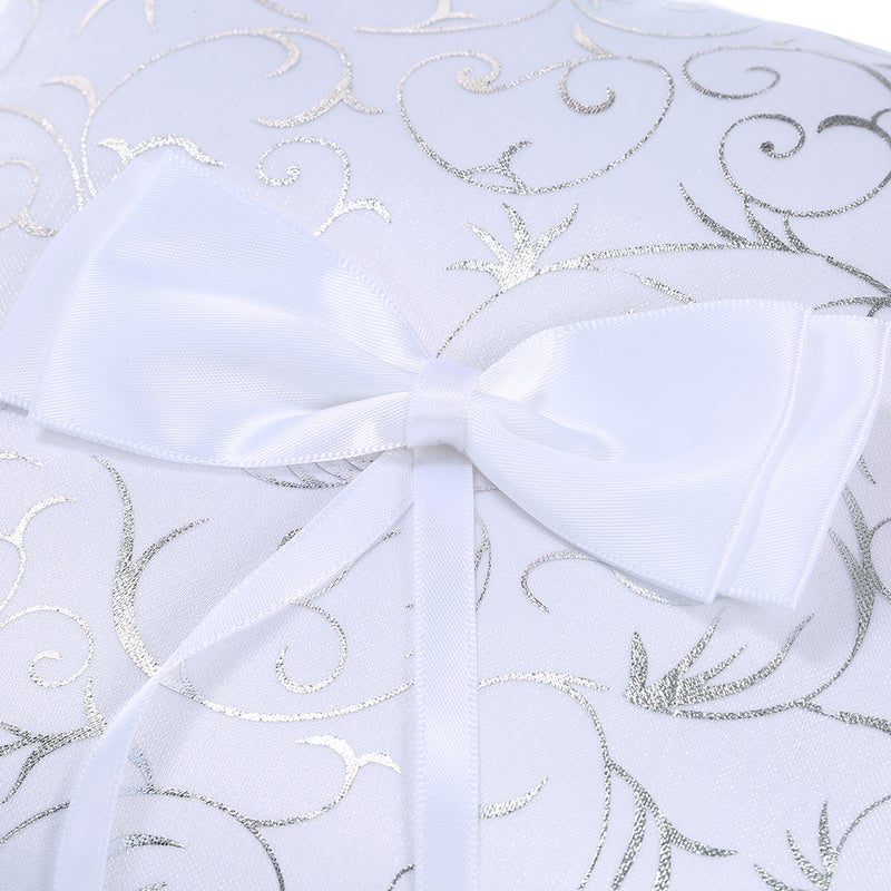 Satin Ring Bearer Pillow And Flower Basket Set White  - Image 5