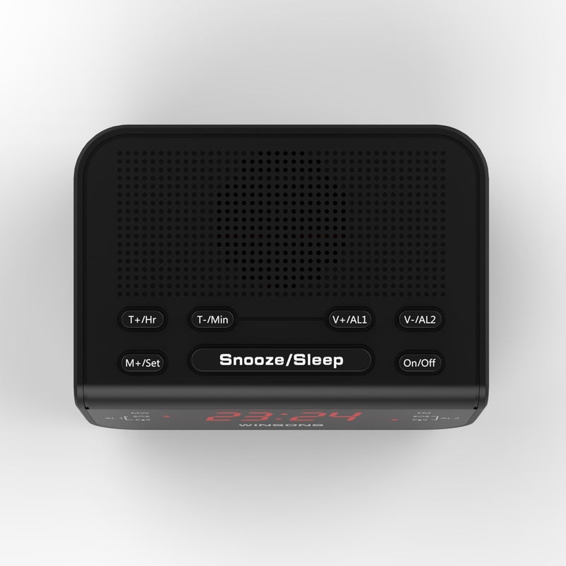 Generic - Compact Digital Alarm Clock FM Radio With Dual Alarm Buzzer Black - Image 1