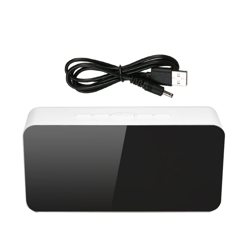 Digital Colorful LED Mirror Alarm Clock White - Image 4