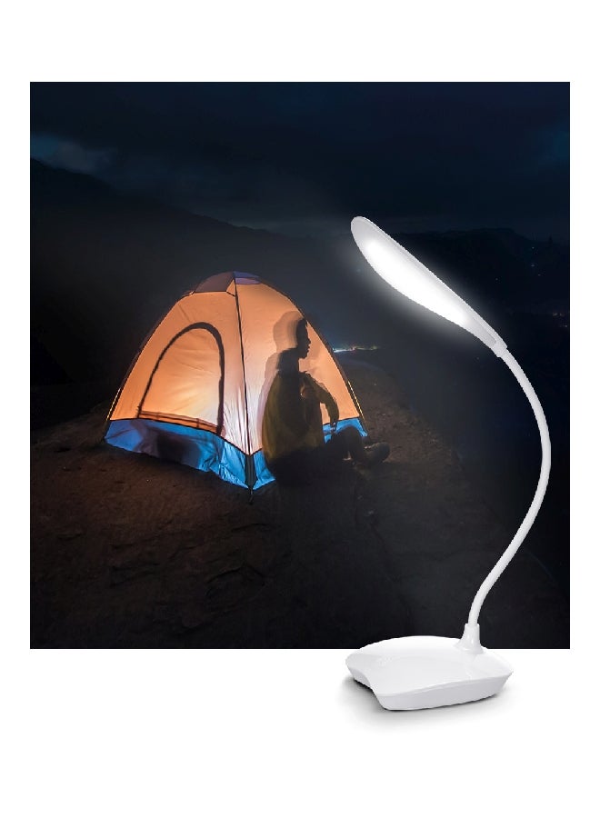Ultralight USB Rechargeable Dim-Able LED Lamp With Touch Control And 360° Flexible Rotatable Hose White 16x8x11.8cm