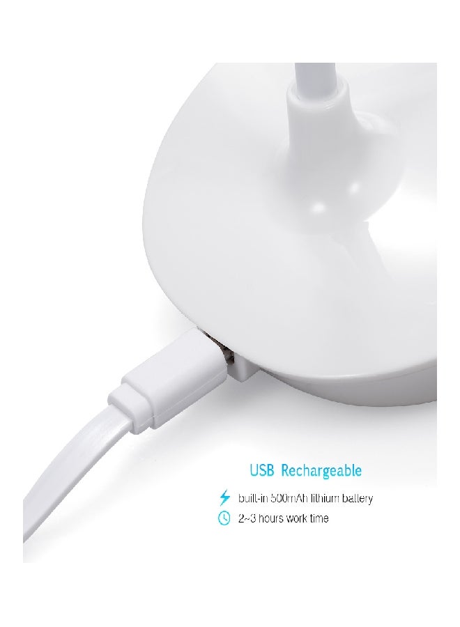 Ultralight USB Rechargeable Dim-Able LED Lamp With Touch Control And 360° Flexible Rotatable Hose White 16x8x11.8cm
