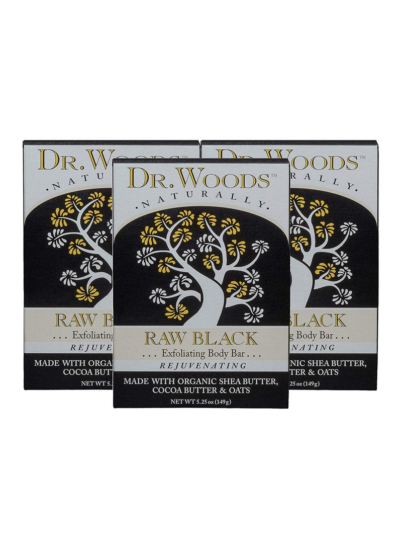 حزمة من 3 قطع من صابون تقشير الجسم أسود خام