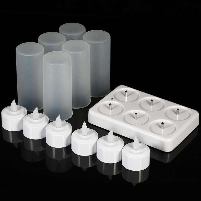6 Piece Rechargeable LED Lights With Remote Control Frosted Cups White 0.48kg - Image 4