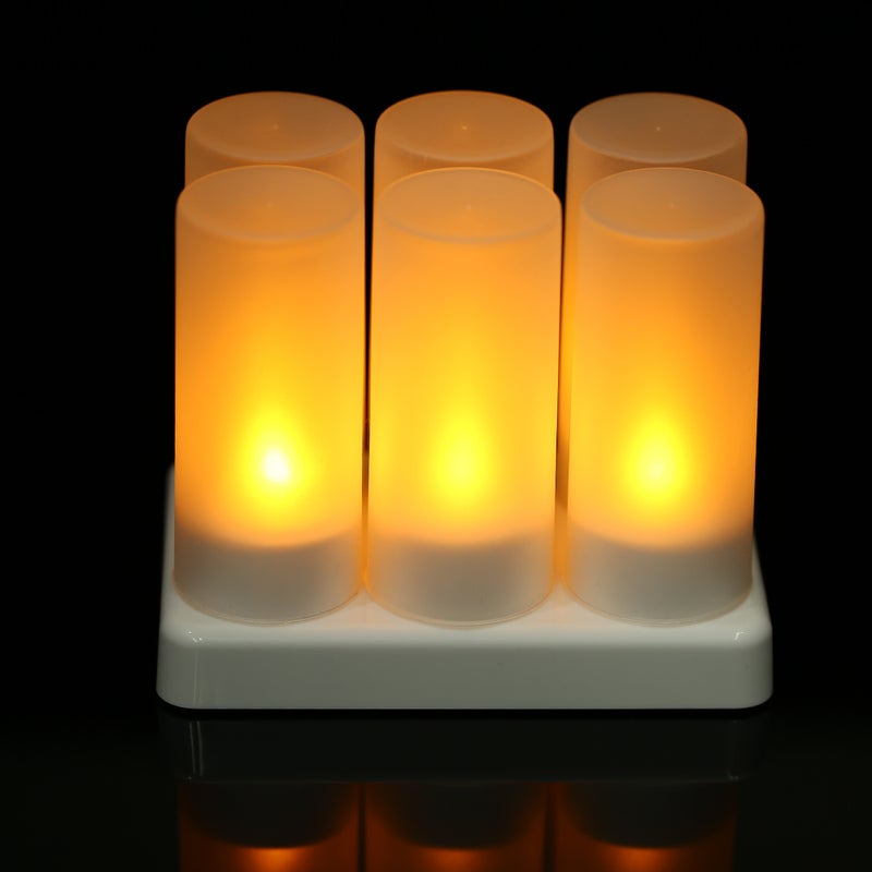 6 Piece Rechargeable LED  Candles Lights With Remote Control Frosted Cups White 0.49kg - Image 5